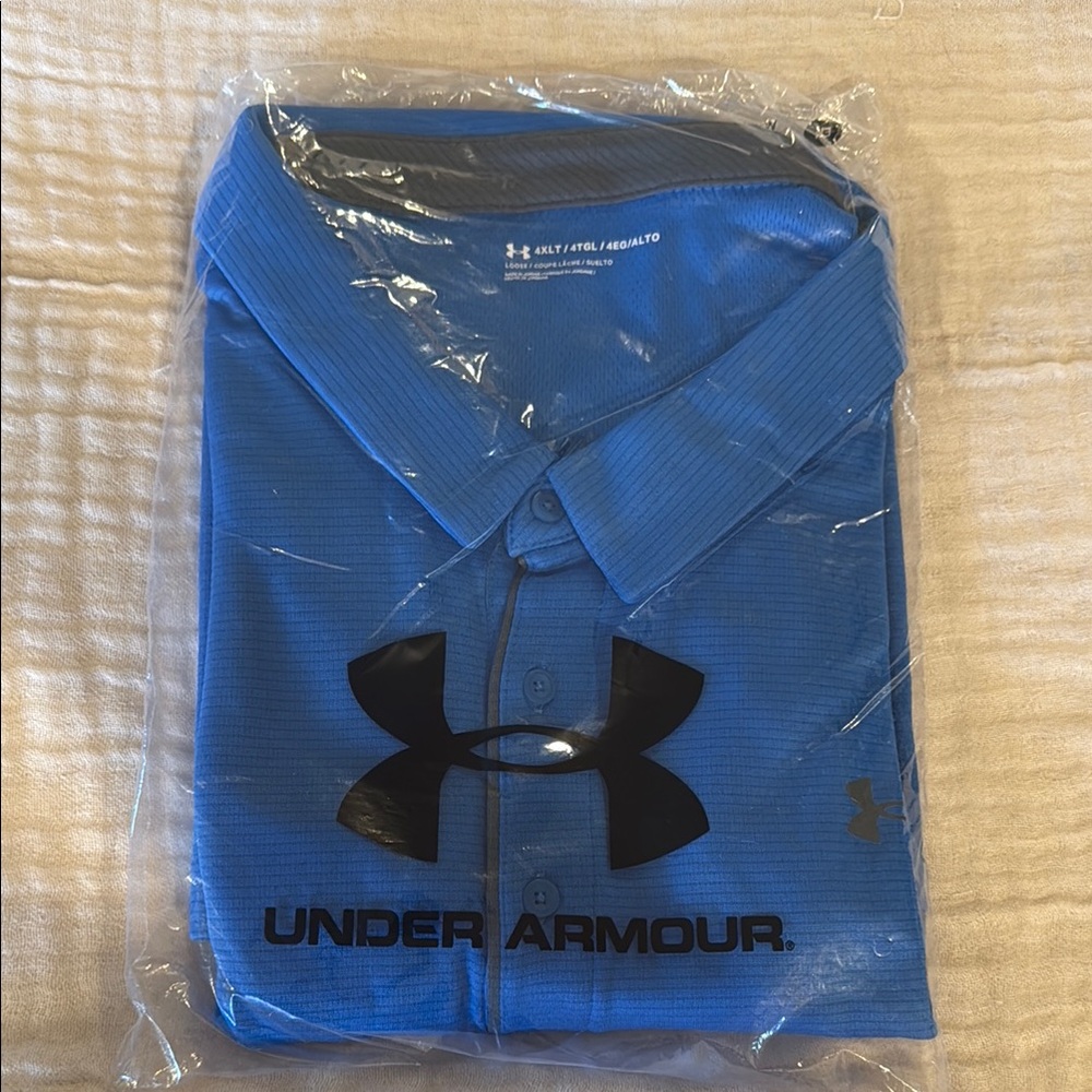 Under Armour Bright Blue Polo Shirt 4XLT. Brand new